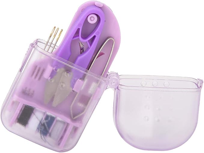 Sewing Tools Kit Mini Sewing Box Mini Sewing Kit Travel Sewing Kit Travel Sewing Box Sewing Thread Organizer Mini Needle and Thread Sewing Tool Set, Needle Thread Scissors Set, Home Use(Purple)