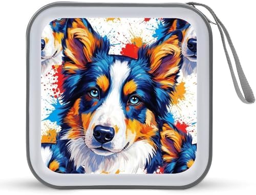 DVD Storage Binder for 40 Discs German Shepherd Dog, Hard Shell Protective Wallet with Handle, Portable CD Organizer for Car Travel