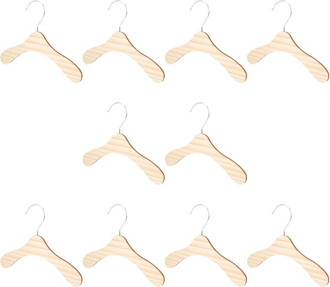 Levemolo 10pcs Solid Wood Pet Clothes Hangers 8.66 Inch Small Dog and Cat Portable Wooden Hangers Household Daily Use Replacement Pet Clothing Organizer