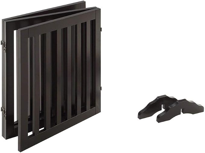 unipaws 24”H Free Standing Pet Gate for Dog Cat, 60”Wide Wooden Dog Gates | Foldable Pet Fence for Doorway, Stairs, Step, Expandable Doggy Barrier, Indoor Use