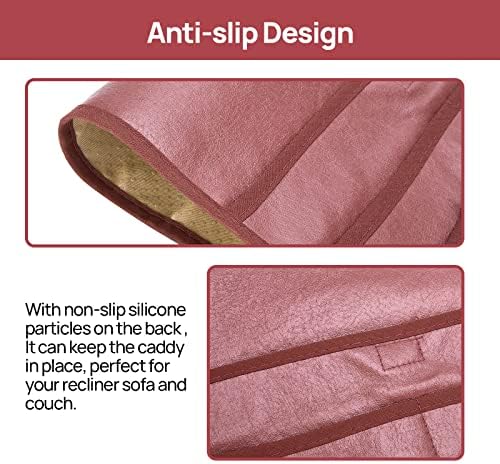 Teniux Remote Control Holder GRS Certified Armrest Organizer with 6 Pockets for recliner couch sofa, Recycled Material Armchair Caddy for Smart Phone, Book, Magazines, Ipad, Remotes(Rose Wine)