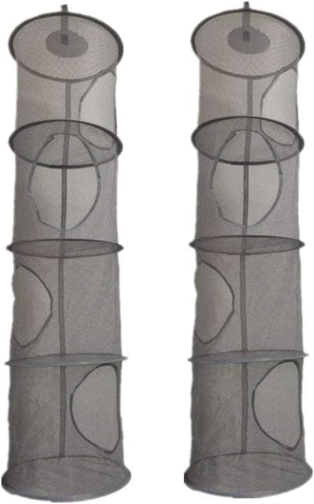 Leoyoubei 2 Pack Foldable Hanging Basket Organize The Suspension of Storage Items, Mesh Hanging Storage with 4 Compartments,Organizing Children's Toys,Shawls,Hats and Mittens,43.5” x 12” Gray