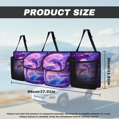 Dolphin Hanging Car Trunk Organizer Collapsible Car Back Seat Storage Bag Auto Cargo Bags with 4 Large Pockets Universal Automotive Interior Accessories