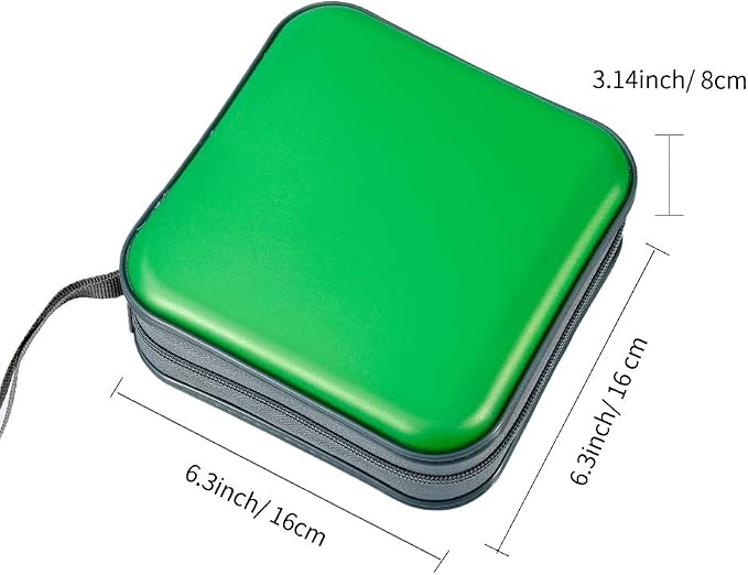 CD Case, 40 Capacity CD DVD Case Wallet Holder Portable Disc VCD Heavy Duty Binder Storage Organizer (Green)