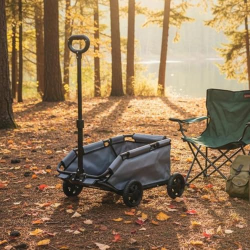 Folding Travel Cart Pet Carrier Cart Utility Wagon with V Shape Opening Internal Buckles Smooth Movement for Light Carrying and Suitable for Walking Pet Supplies Vacation, Gray