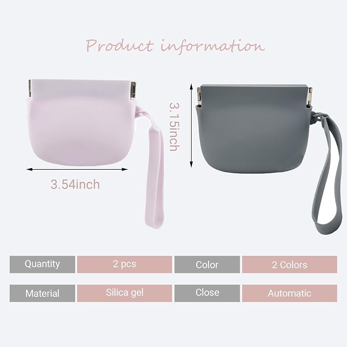 Silicone Dog Treat Pouch Portable Snack Pouch (Pink & Grey) | 2 Pieces Silicone Mini Portable Pet Snack Pouch with Auto Close Feature Feed Dog Treat Pouch for Pet Travel or Outdoor Use