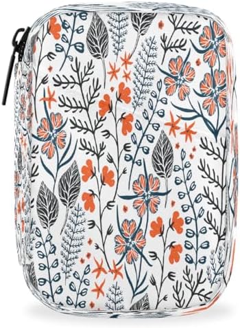 Pill Organizer Box Bohemian Herbs Flowers 7-Day Weekly Medicine Pill Case Travel Pill Container Portable Pill Holder Storage Purse Bag Small Compact Size for Vitamin Supplement Birth Control