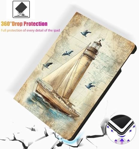 for Microsoft Surface Pro 7 Plus,Surface Pro 7/6/5/4 12.3" Tablet Case,Auto Wake/Sleep,Adjustable Stand Protective Cover - Vintage Nautical Map