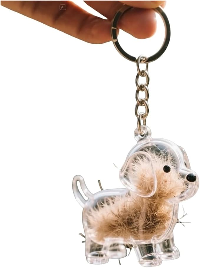 Dog Hair Collector Keychain Charm Memorial Storage Box, Transparent Bottle for Pet Hairs Keychain, Pets Fur Keepsake Keyring for Collecting Hair, Portable Pet Memory Capsule(1)