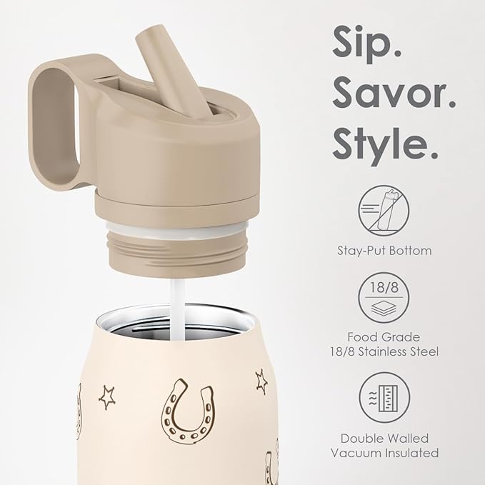 Horse Stainless Steel Water Bottle with Twist Lid 20oz, Horseshoe Travel Insulated Water Bottles for Sports & Gym, Gift for Women Girls Friends Birthday Christmas