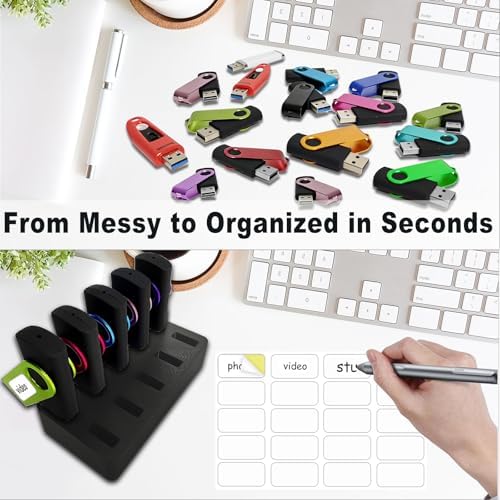 Flash Drive Desk Organizer Stand FEWINA USB Holder Storage Electronic Accessories Organizer for USB Flash Drive Stand, Thumb Drive Holder, Jump Drive Stands, Black