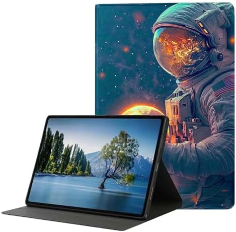 for Samsung Galaxy Tab S9 Plus/S9 FE Plus 5G 12.4 Inch 2023 Tablet Case,Premium Leather Folio Stand Auto Wake/Sleep,Multiple Viewing Stand,Astronauts Planets Pattern