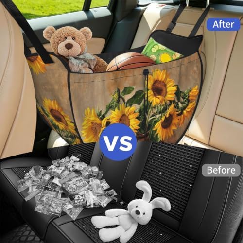 Sunflower Pattern Car Seat Organizer-Backseat Storage Bag for Travel