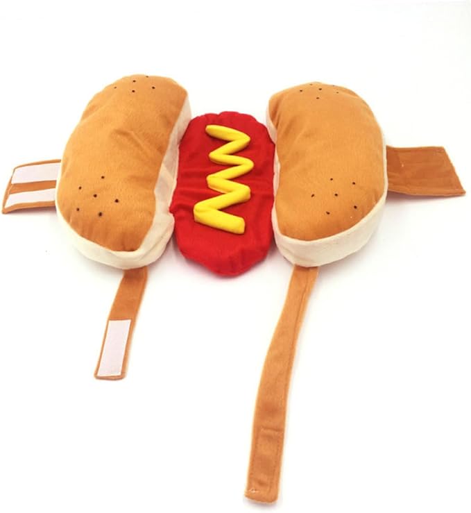 Pet Costume Hot Dog Cartoon Outfit M Cotton for Dogs and Cats | Orange Creative Role-play Wear, Lightweight Comfortable Fit, Party and Christmas Use