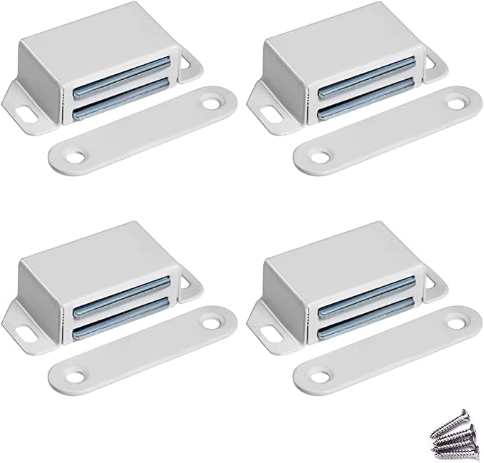 WOOCH Magnetic Door Catch - 30lb High Magnetic Stainless Steel Heavy Duty Catch for Kitchen Bathroom Cupboard Wardrobe Closet Closures Cabinet Door Drawer Latch (2.1 in White, 4-Pack)