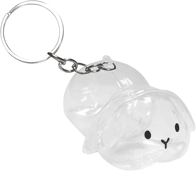 Colaxi Pet Bottle Keyring Rabbit Shaped Keepsake Portable Cute Transparent Pet Hair Holder Bag Charm