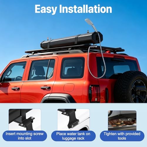 7.93 Gallon Pressurized Water Tank,Portable Car Camping Shower Water Storage Roof Rack Mounted Solar Shower or Overland Off-Road Vehicles, Pick-up Truck,Outdoor Activities Water Supply, RV, Camping