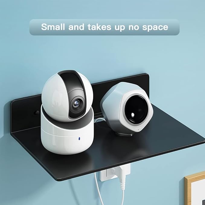 Punch-Free Wall Mount Baby Monitor Holder with Cable Hole Floating Wall Rack Bluetooth Wall Shelf Video Camera Shelf Wall Storage Shelf for Home Wall Decoration L