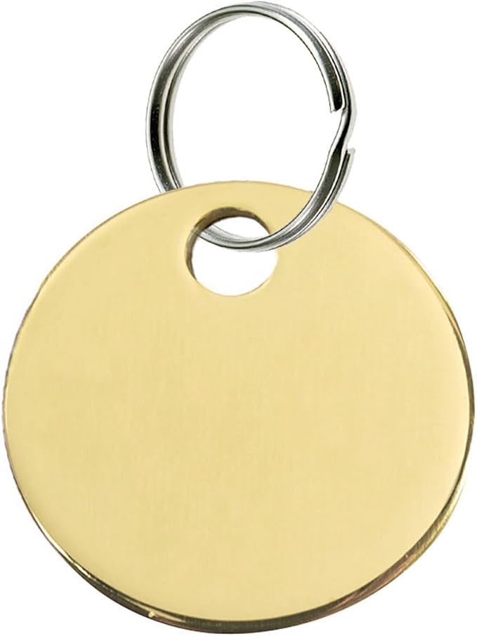 Lucky Line Solid Brass Round Tag - One Hole and 1-1/4 Inch Diameter, 100 Per Box (26012)