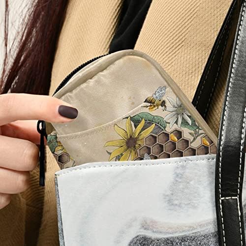 Vintage Sunflower Bee Pill Box 7 Day Pill Case Travel Pill Organizer Bag with Zipper Portable Weekly Case Compact Size for Vitamin Supplement Holder