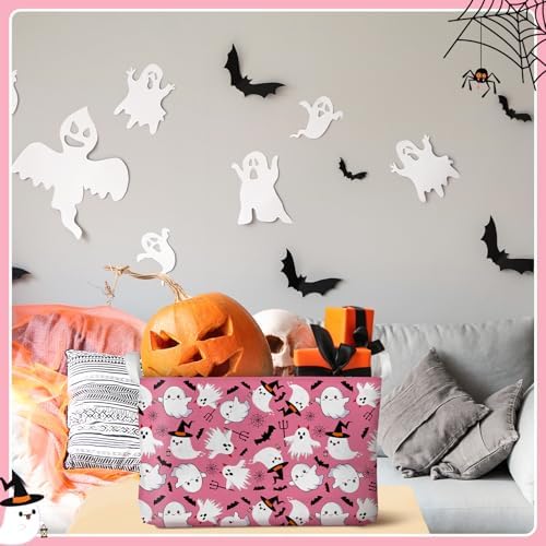 Chunful 4 Pcs Pink Halloween Storage Baskets Cute Ghost Boo Basket