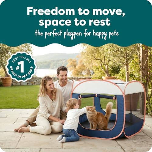 FurHaven Soft-Sided Dog & Cat Playpen, Portable Foldable Indoor & Outdoor Pet Playpen with Mesh Windows & Zippered Door, Navy, Extra Large