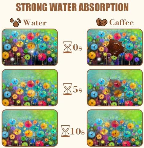 Dish Drying Mat Watercolor Rainbow Dandelion Coffee Bar Mat for Countertop Absorbent Hide Stain Rubber Backed Dish Drainer Rack Pad Espresso Machine Dining Room Decoration 11.8 x 19.7 Inch