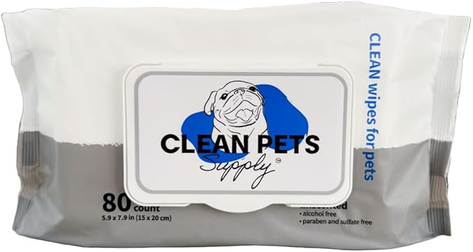 Unscented Dog Grooming Wipes | Hypoallergenic Pet Wipes for Dogs & Cats | Gentle Daily Cleaning for Paws, Face, Body & Butt | 80 Count