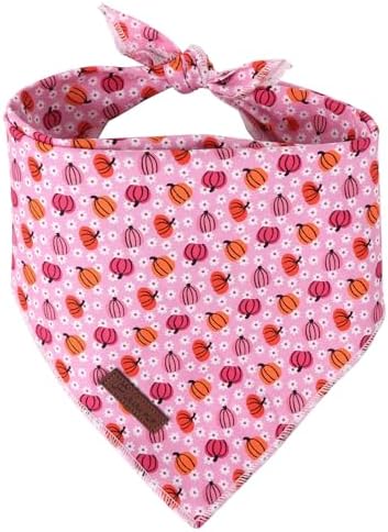 Halloween Pumpkin Dog Bandana, Halloween Triangle Bid Scarf with Pumpkin Pattern, Cotton Pet Kerchief for Girl Boy Dogs or Cats, Cute Puppy Bandana Fancy for Dogs
