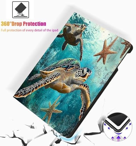 for Microsoft Surface Pro 7 Plus,Surface Pro 7/6/5/4 12.3" Tablet Case,Auto Wake/Sleep,Adjustable Stand Protective Cover - Sea Turtle