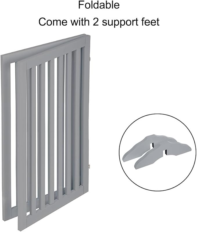 unipaws 36”H Free Standing Pet Gate for Dog Cat, 40”Wide Wooden Dog Gates | Foldable Pet Fence for Doorway, Stairs, Step, Expandable Doggy Barrier, Indoor Use