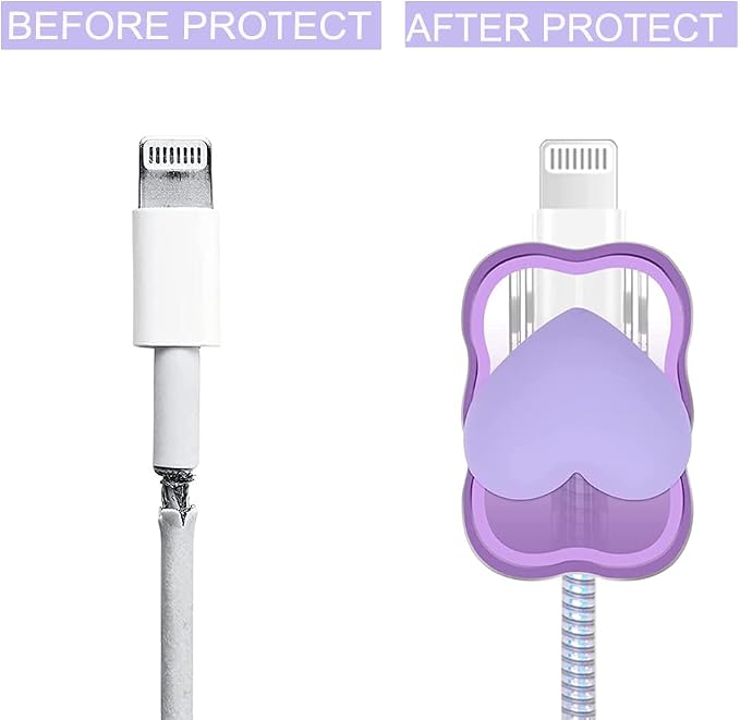 ZOSTLAND 5 in 1 DIY 18W 20W Heart Shape Protector Data Cable USB Charger Line Earphone Wire Saver Organizer Compatible with iPhone 11 12 13 14 15 Pro Max