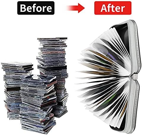 UENTIP 48 Capacity CD Case, Portable DVD Case Holder for Car Home Travel | CD Holder DVD Case, Smooth Double Zipper, Hard Plastic Shell, Scratch-Resistant, Slip-Resistant Tab, Blu-ray/CD/DVD Storage