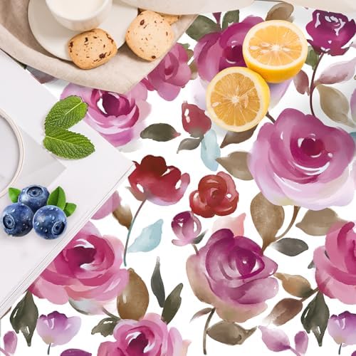 HAOKHOME Self Adhesive Shelf Liner Purple Rose Floral Cabinet Drawer Liners | Peel and Stick Contact Paper Kitchen Cupboard Dresser Drawes Waterproof Bathroom Countertop Wire Decorative 17.3in x 6.5ft