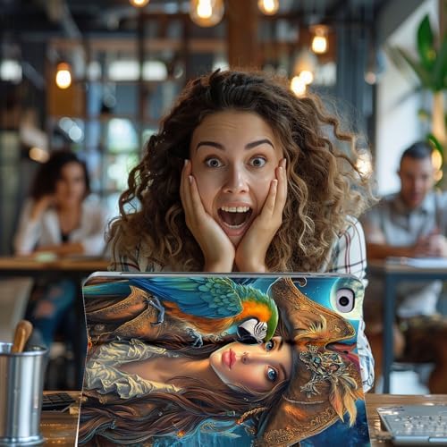 for Microsoft Surface Pro 7 Plus,Surface Pro 7/6/5/4 12.3" Tablet Case,Auto Wake/Sleep,Adjustable Stand Protective Cover - Pirate Girl with Parrot