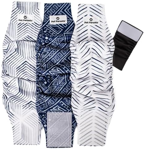 Pet Parents® Washable Belly Bands for Male Dogs (3pack) + Extendrs® of Durable Dog Diapers Male, Premium Male Dog Diapers & Dog Wraps (X-Small, Kahuna)