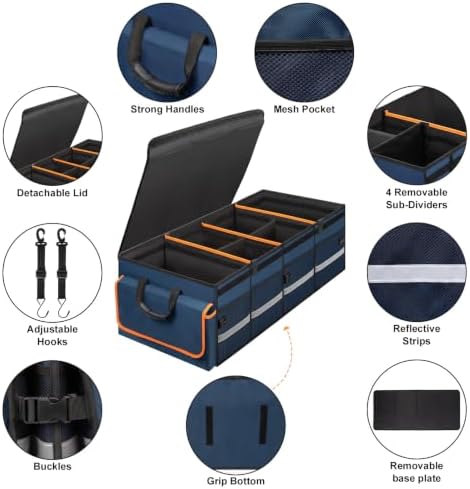 GDNasist Car Trunk Organizer and Storage for Car, SUV & Sedan, Extra Large