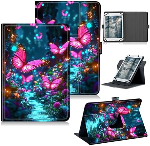 Universal Case for T-Mobile Revvl Tab 2 10.1" Model:9185W 2025/Revvl Tab 5G 10.36" 2023, 360 Degree Rotating Kickstand Protective Stand Shell Cover for 9"-10.5", Pink Butterfly Forest