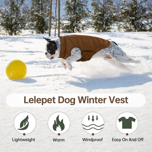 Lelepet Reversible Dog Coat Windproof Dog Jacket Lightweight Puffer Vest