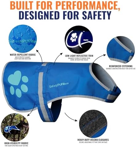 Reflective Dog Vest, Hi Vis Safety Gear for Low-Light Morning & Night Walks