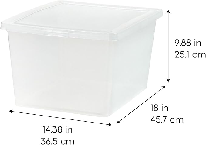 IRIS USA 4-Pack 25 Qt Storage Bins with Lids, Clear, Stackable | Great for clothing, linens, closets and home organization, nestable design, transparent design makes contents easy to find