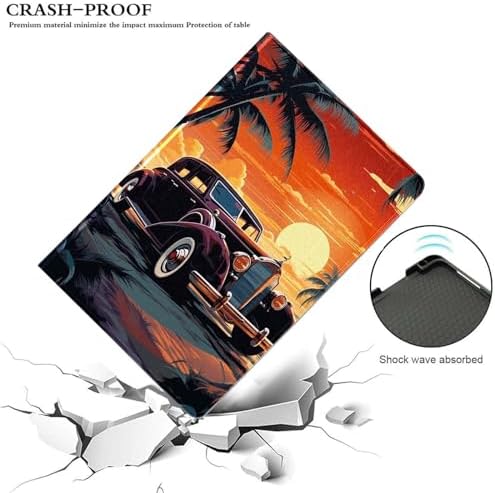 for Samsung Galaxy Tab S6 10.5" Tablet Case(Model SM-T860/T865/T867) 2019 Release,Premium Leather Folio Stand Auto Wake/Sleep,Multiple Viewing Stand,Retro Car Sunset Palm Trees