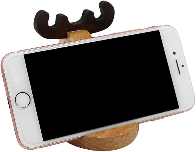 Cute Deer Cell Phone Holder Stand Wooden Smartphone Desk Holder for All Mobile Phones Animal Phone Stand Desk Ornament
