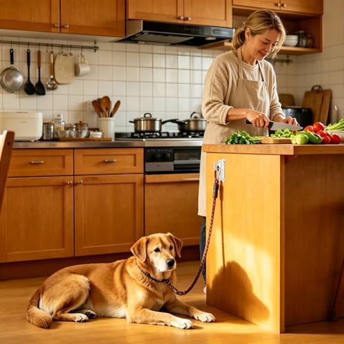 ESPETS Dog White Tie Out Wall Hook Anchor, Secure Dog Leash Holder