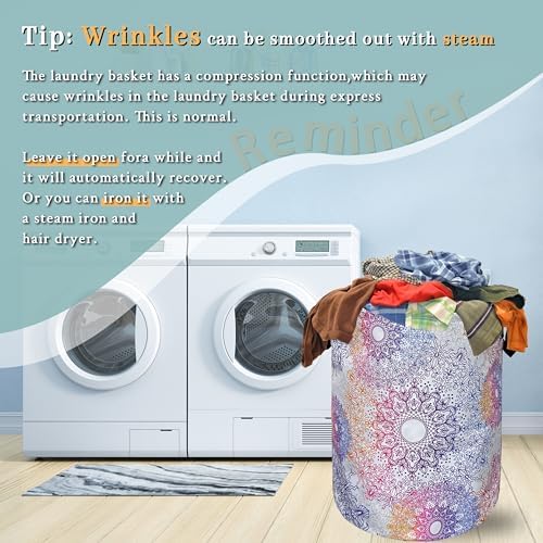 Colorful Mandala Laundry Basket Foldable Oxford Cloth Hamper 18.9"x16.5"