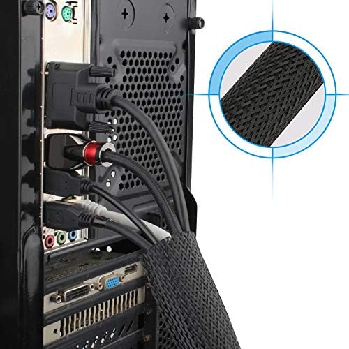 Maximm Cable Management Wire Loom 25ft 1 Inch Black Split Cord Protector