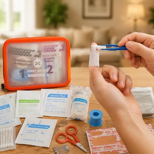 Mini First Aid Kit, 100 Pieces Small Waterproof Medical Bag - Waterproof Medical Kit for Travel, Home, Car, Camping, Hiking, Office, School, Emergency & Outdoor Survival