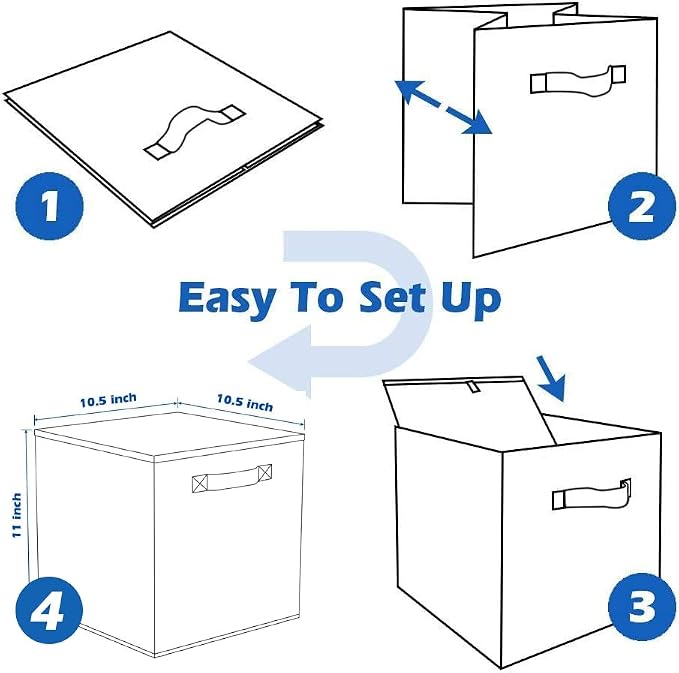 PowerKing Collapsible Storage Cubes, Farbic Storage Bins, Pink, 2 Pack | Sturdy, Lightweight, Easy Pull Handle, Closet & Shelf Organizer, Clothes and Toys Storage, 10.5'' x 11'' x 10.5''