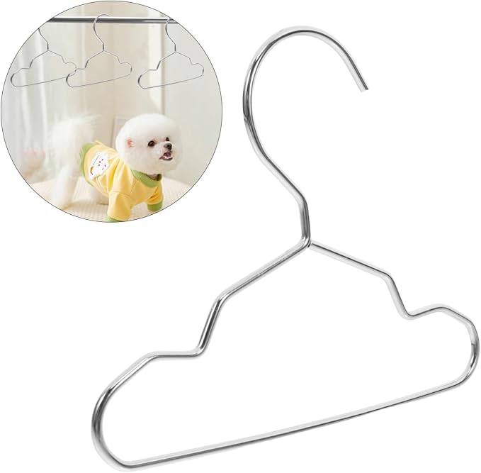 Hemobllo 10 Piece Steel PET Clothing Hangers for Apparel Storage Silver | Space-saving Design, Universal Fit, Versatile Usage, for PET Shops and Homes, Sleek Silver Finish