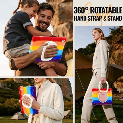 Rugged Protective Case Compatible with Samsung Galaxy Tab A11 Plus/A11 + 11" 2023 SM-X230, Military-Grade Shockproof Cover with 360° Rotating Stand & Built-in Screen Protector (C Red)